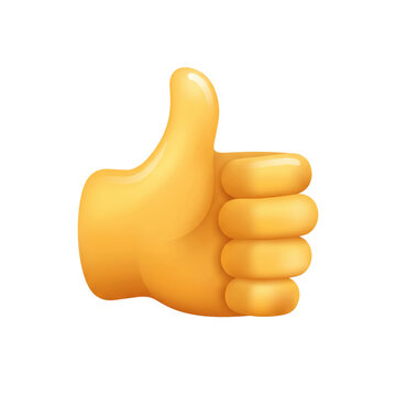 Yellow thumbs up hand icon for like and positive feedback