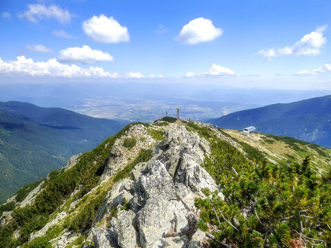 Bansko ski resort Todorka peak area Pirin, Bulgaria ski chairlift stations in summer