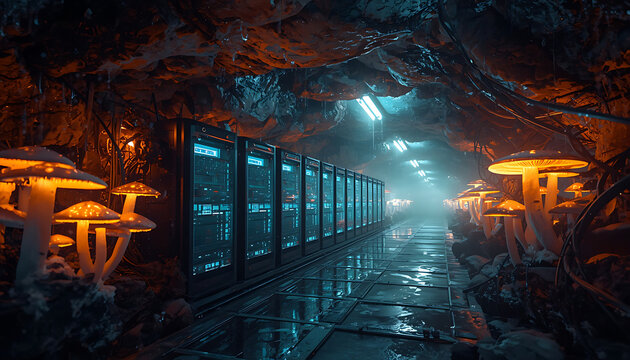 Nighttime Urban Industrial Landscape with Illuminated Factory Buildings, Steel Structures, and Powerful Lights Creating a Dark Atmospheric City Scene