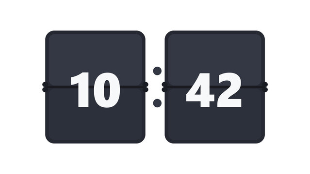 Split flap flip clock with dark cards displaying hours and minutes