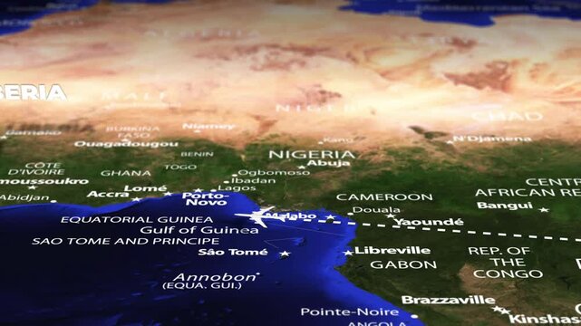 Flight From Nairobi KENYA to Monrovia LIBERIA with flag pins