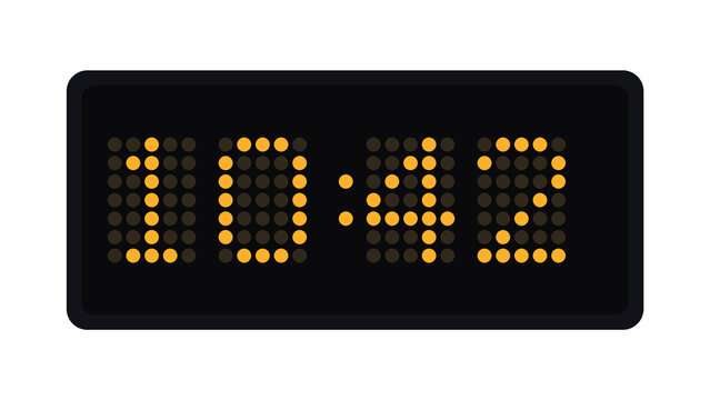Dot matrix LED display clock with amber pixel digits