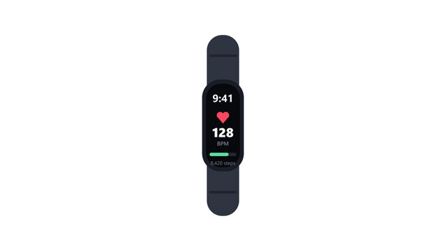Slim fitness tracker band with heart rate and step count display