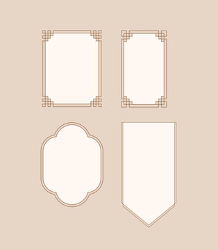 Traditional Asian minimal geometric frame and border vector set