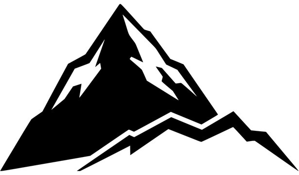 Single Alpine Mountain Peak Black Silhouette Vector Logo