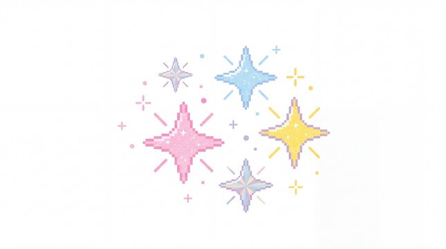 tiny scattered YK sparkle stars stars varying sizeconstellation layout, vector illustrationisolated on white background