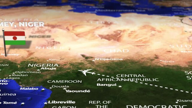 Flight From Nairobi KENYA to Niamey NIGER with flag pins