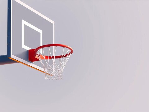 Illustration of a classic basketball hoop with a white circular rim and a black net, recreation, athletics