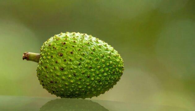 Close up of green soursop fruit.