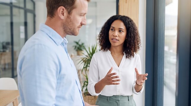 Woman explaining ideas to colleague