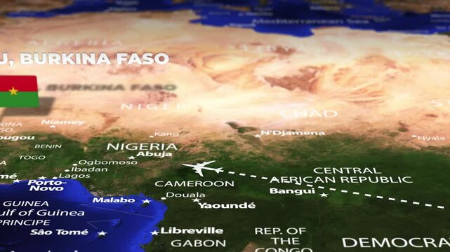 Flight From Nairobi KENYA to Ouagadougou BURKINA FASO with flag pins