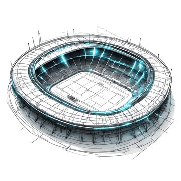 Modern stadium wireframe 3d illustration
