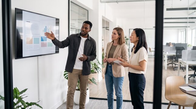 Businessman presenting charts to colleagues