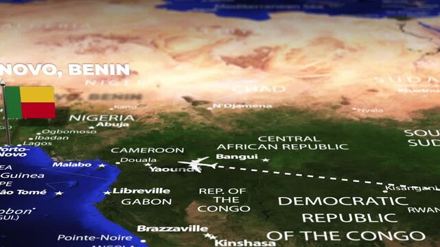 Flight From Nairobi KENYA to Porto Novo BENIN with flag pins