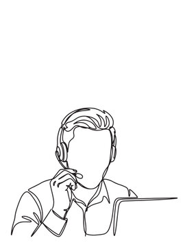 Continuous line of a call center man