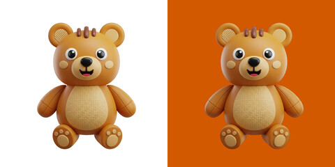 Fototapeta premium Cute Brown Teddy Bear Toy for Children Playtime and Nursery Decoration transparent png