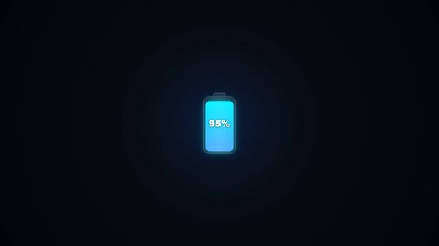 Digital Battery Charging Animation Progressing from Low to Full Charge.