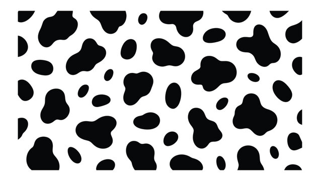 Seamless cow print pattern with black spots on white background vector illustration for animal hide texture skin abstract wallpaper surface design template