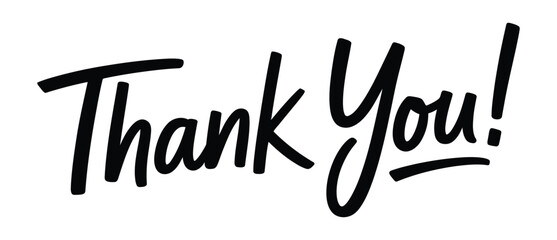 Thank You hand drawn lettering phrase in black brush calligraphy typography isolated on white background vector illustration for greeting card celebration customer appreciation © TARIF