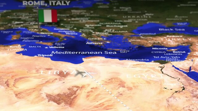Flight From Nairobi KENYA to Rome ITALY with flag pins