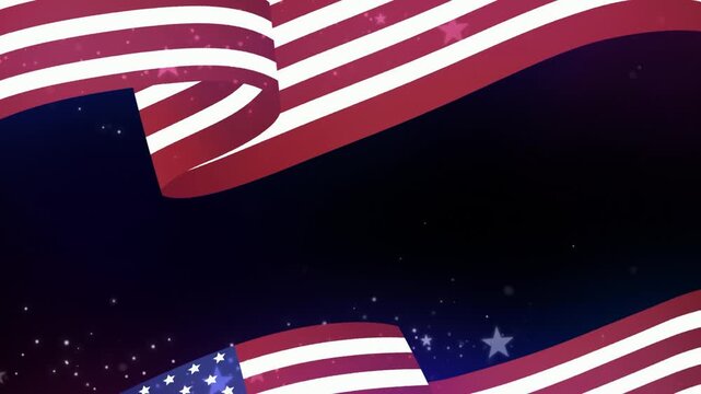 American flag banners frame a dark background decorated with shining stars for patriotic celebrations.