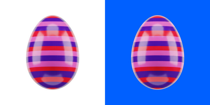 Striped decorative easter egg with vibrant colors and glossy surface finish transparent png
