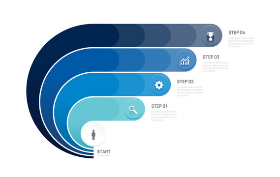4 step Business infographic roadmap template with icons elements vector illustration.