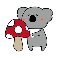 大きなキノコとコアラ © てがきっず