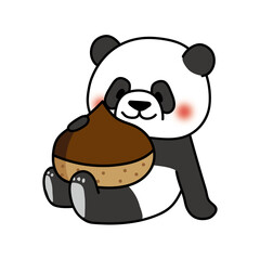 大きな栗とパンダ © てがきっず