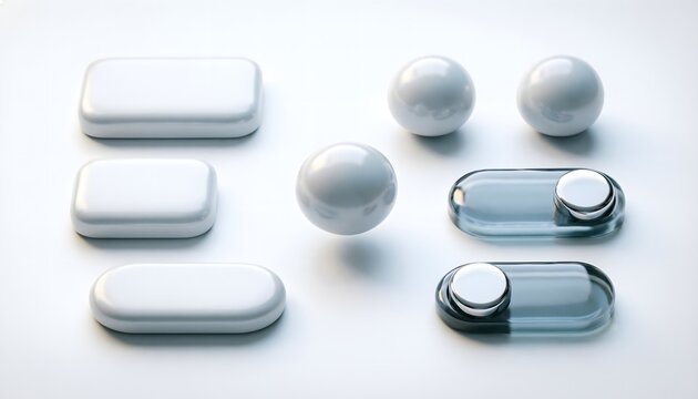 Minimal 3D UI Elements and Toggle Switch Interface