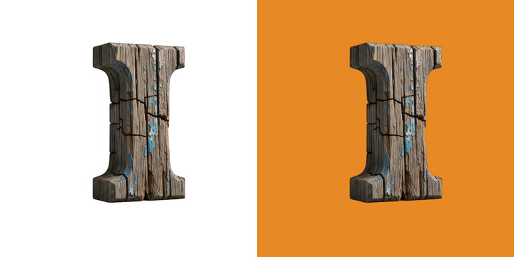 Rustic wood letter I textured typography design png