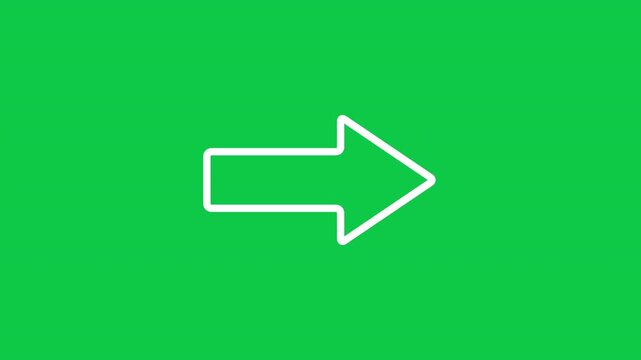Dynamic Right Arrow Direction Symbol With Kinetic Movement On Green Screen For Motion Graphics
