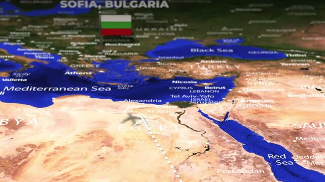 Flight From Nairobi KENYA to Sofia BULGARIA with flag pins