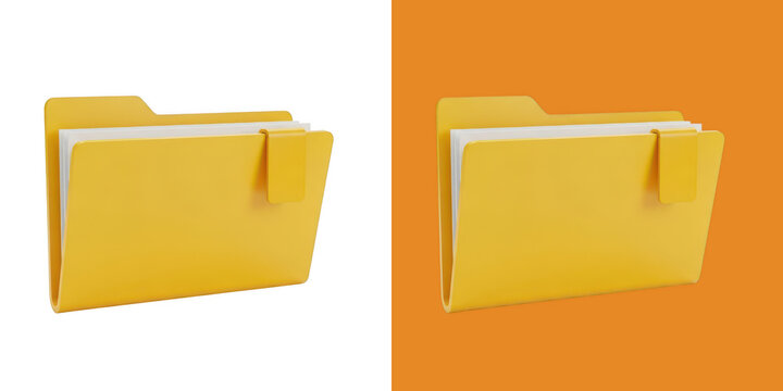 Yellow office folder containing documents for data storage and organization png