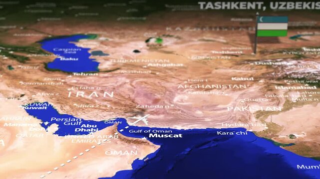 Flight From Nairobi KENYA to Tashkent UZBEKISTAN with flag pins