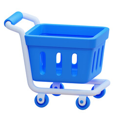 3D Blue Shopping Cart Illustration for E-commerce and Retail Marketing Concepts on Isolated White Background for Digital Stores © mrizal_design