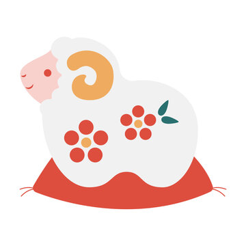 vector illustration of a sheep figure, the Chinese or Japanese zodiac sign for the Year of the Sheep (Goat)