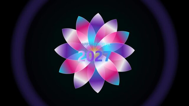 Happy New Year 2027 Abstract Colorful Gradient Petal Bloom Celebration