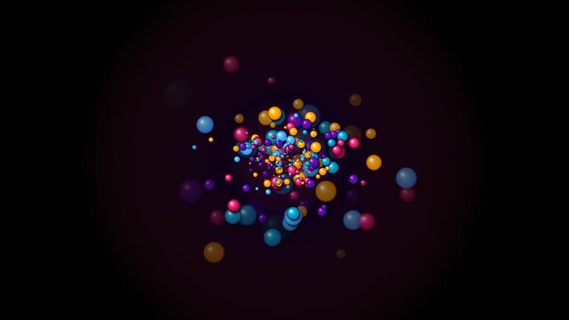 Vibrant Colorful Spheres Bursting on Dark Background - Abstract 3D Animation