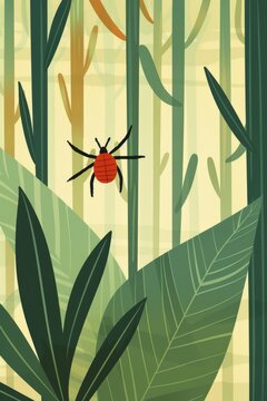 Lyme disease transmission, focusing on a tick bite and the characteristic bullseye rash, with a forest setting representing the habitat of the black-legged tick