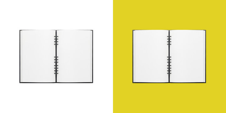 Open blank leather notebook for business notes and daily planning