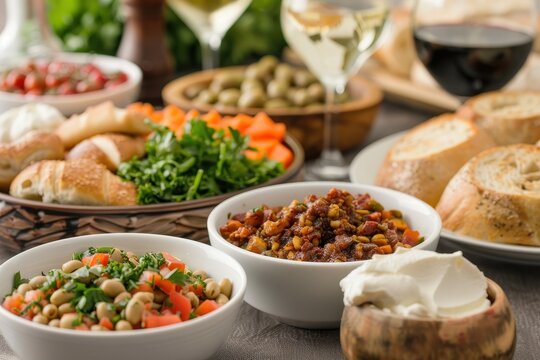 A traditional Jewish dinner with kosher meals, illustrating kosher food safety and Jewish dietary customs, emphasizing kosher compliance and kosher food safety practices