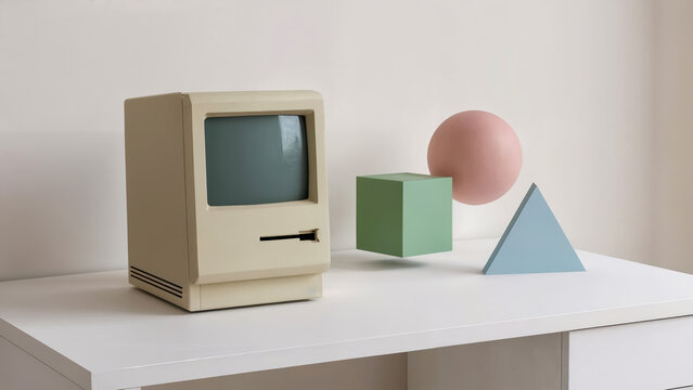 Retro Tech Meets Minimalist Geometric Forms