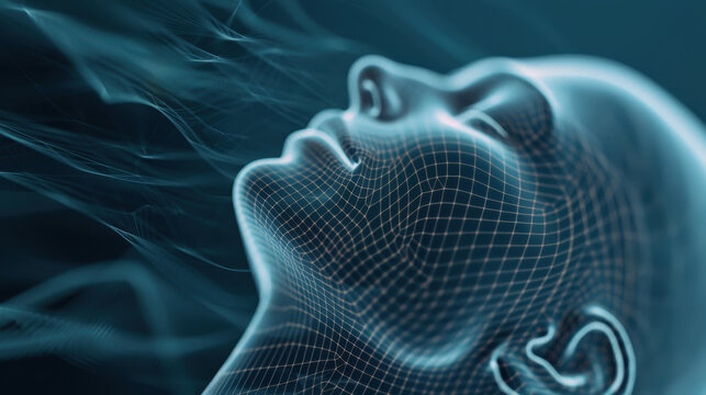 Digital art showcasing neuro-connected e-skin with visible synaptic links and brain-computer interface. Ethereal energy flows merging of consciousness and advanced technology in futuristic landscape.
