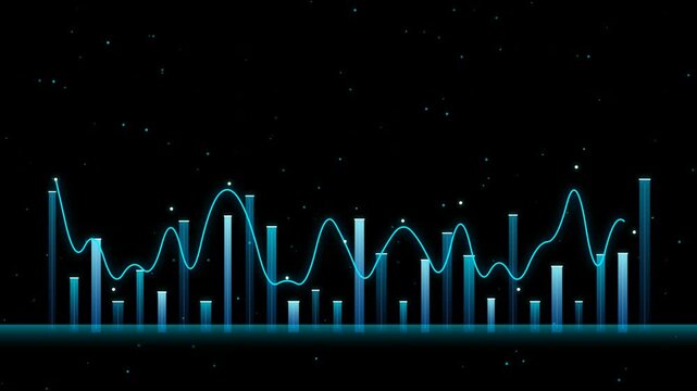 Dynamic Blue Digital Audio Equalizer and Data Visualization Loop