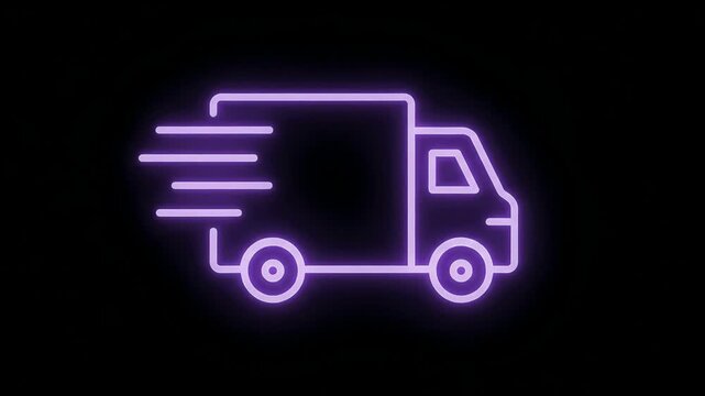 Neon Delivery Truck Icon Moves Fast in Animated Digital Art