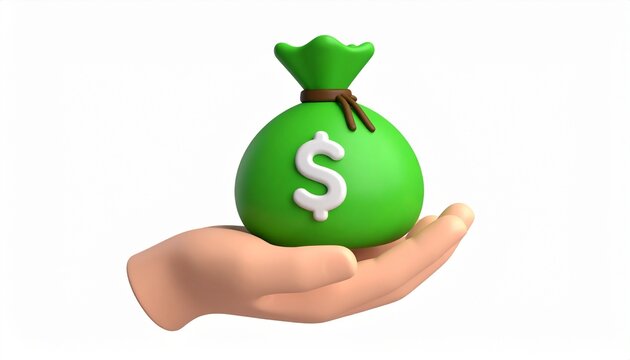 Financial Investment Money Bag with Dollar Symbol 3D Icon
