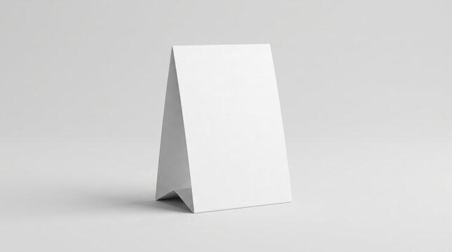 Blank white paper table tent card menu mockup isolated on grey background
