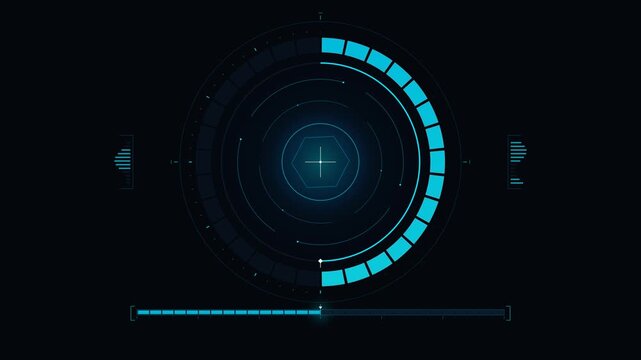 Futuristic HUD Sci Fi User Interface Circular Loading Animation Element, transparent background, transparent background