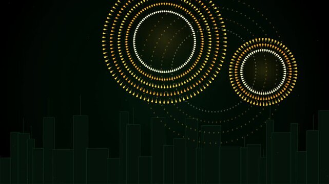 Abstract City Night Lights with Glowing Circles Motion Background